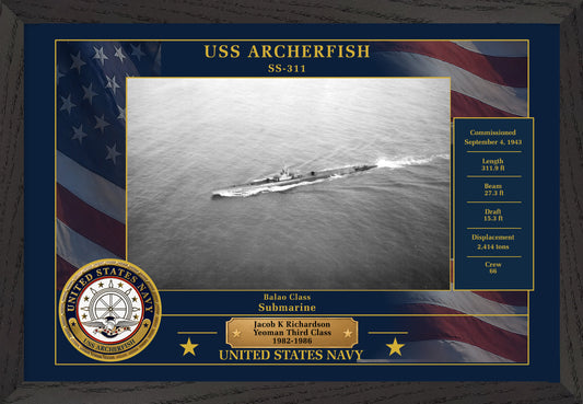 USS Archerfish SS-311 Framed Patriotic Photo