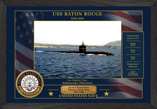 USS Baton Rouge SSN-689 Framed Patriotic Photo