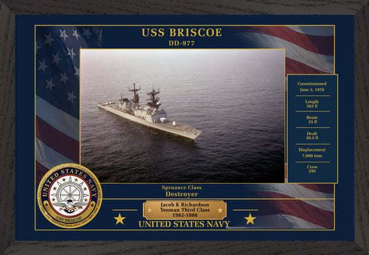 USS Briscoe DD-977 Framed Patriotic Photo