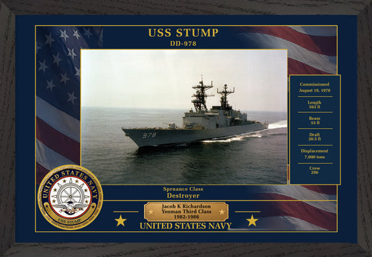 USS Stump DD-978 Framed Patriotic Photo