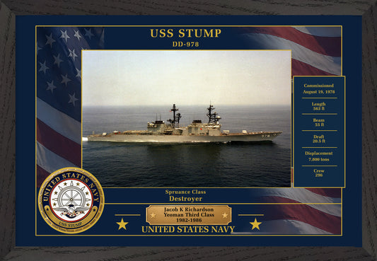 USS Stump DD-978 Framed Patriotic Photo