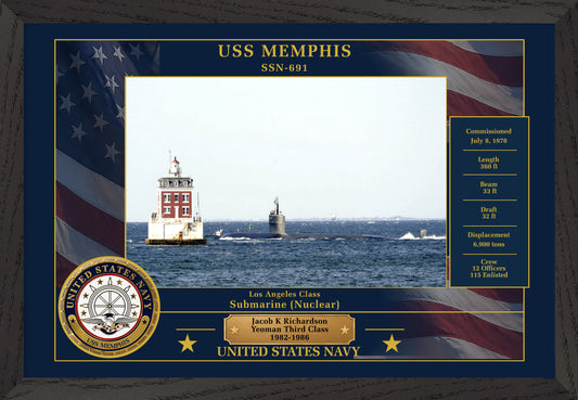 USS Memphis SSN-691 Framed Patriotic Photo