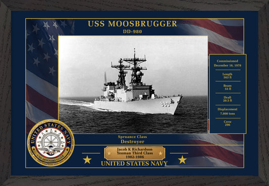 USS Moosbrugger DD-980 Framed Patriotic Photo