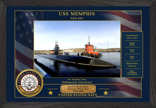 USS Memphis SSN-691 Framed Patriotic Photo