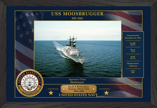 USS Moosbrugger DD-980 Framed Patriotic Photo
