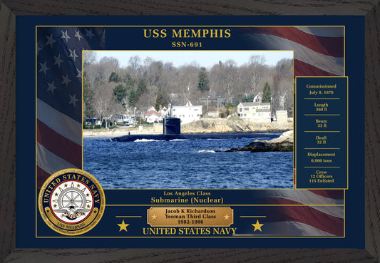 USS Memphis SSN-691 Framed Patriotic Photo