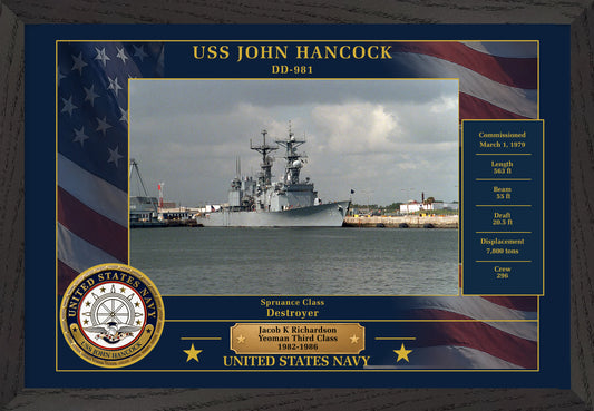 USS John Hancock DD-981 Framed Patriotic Photo