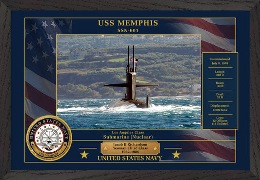 USS Memphis SSN-691 Framed Patriotic Photo