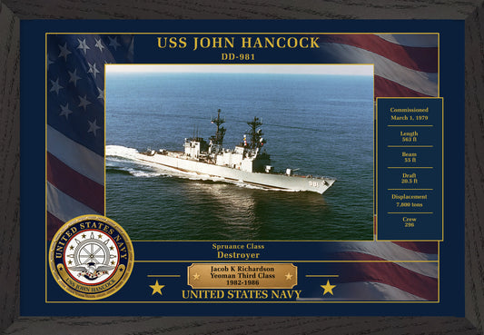 USS John Hancock DD-981 Framed Patriotic Photo