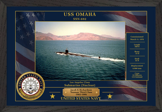 USS Omaha SSN-692 Framed Patriotic Photo