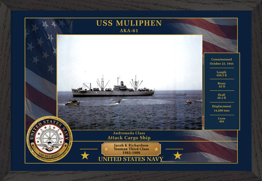 USS Muliphen AKA-61 Framed Patriotic Photo