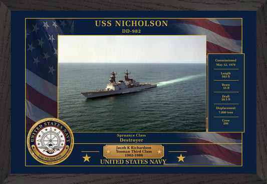 USS Nicholson DD-982 Framed Patriotic Photo