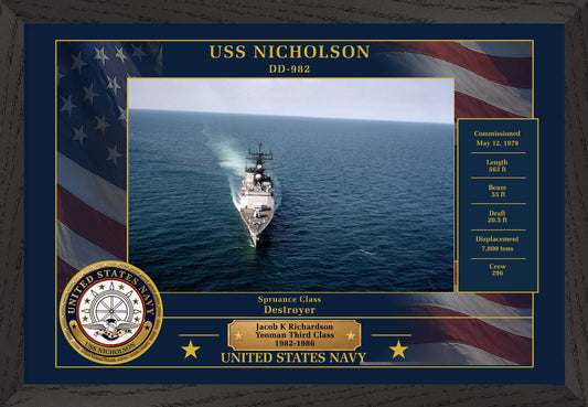 USS Nicholson DD-982 Framed Patriotic Photo