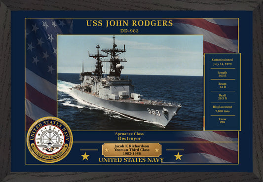 USS John Rodgers DD-983 Framed Patriotic Photo