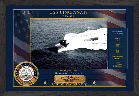 USS Cincinnati SSN-693 Framed Patriotic Photo