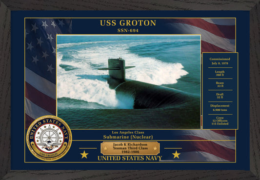 USS Groton SSN-694 Framed Patriotic Photo