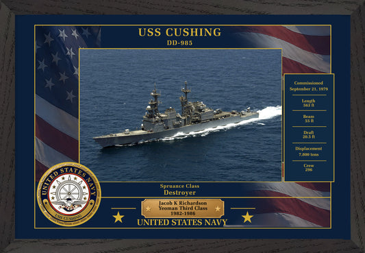 USS Cushing DD-985 Framed Patriotic Photo
