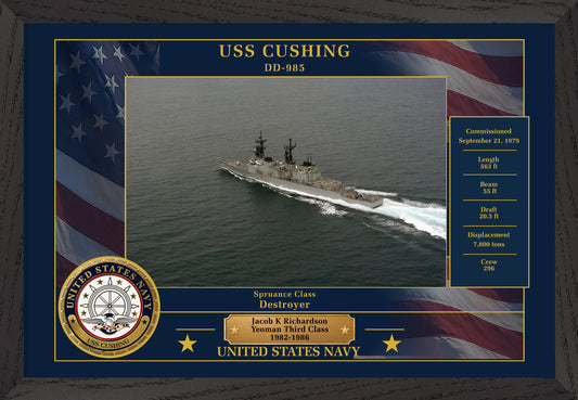 USS Cushing DD-985 Framed Patriotic Photo