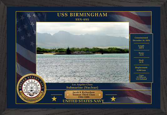 USS Birmingham SSN-695 Framed Patriotic Photo