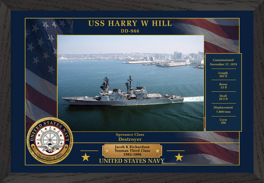 USS Harry W Hill DD-986 Framed Patriotic Photo