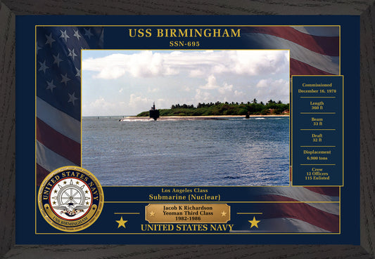 USS Birmingham SSN-695 Framed Patriotic Photo