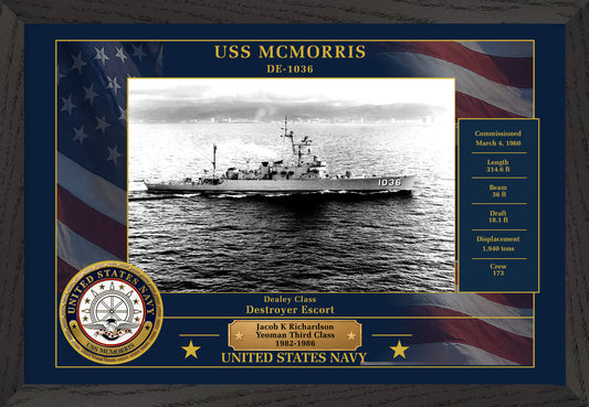 USS Mcmorris DE-1036 Framed Patriotic Photo