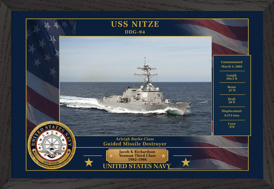 USS Nitze DDG-94 Framed Patriotic Photo