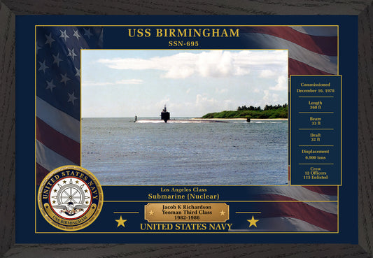 USS Birmingham SSN-695 Framed Patriotic Photo