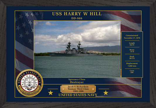 USS Harry W Hill DD-986 Framed Patriotic Photo