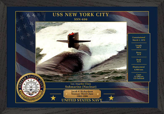 USS New York City SSN-696 Framed Patriotic Photo