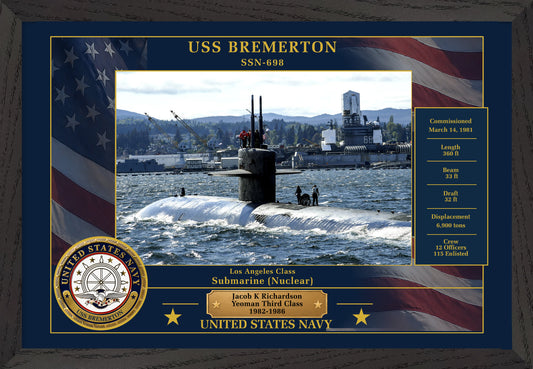 USS Bremerton SSN-698 Framed Patriotic Photo