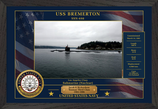 USS Bremerton SSN-698 Framed Patriotic Photo