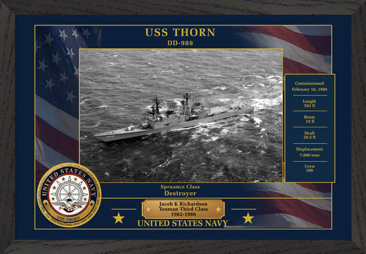 USS Thorn DD-988 Framed Patriotic Photo