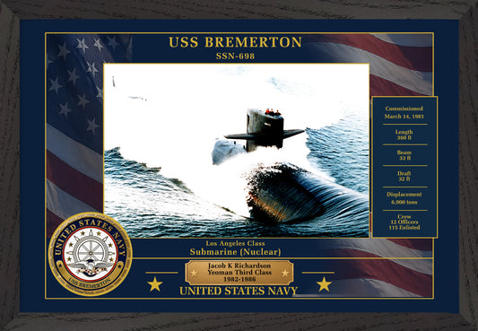 USS Bremerton SSN-698 Framed Patriotic Photo