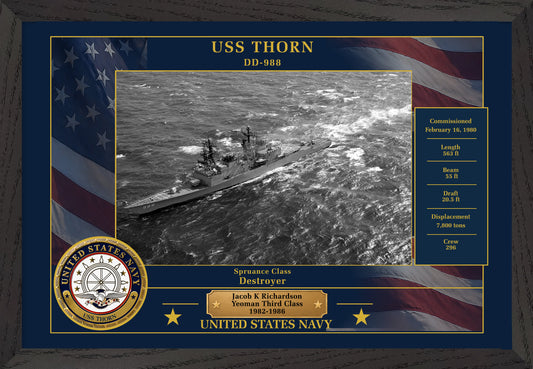 USS Thorn DD-988 Framed Patriotic Photo