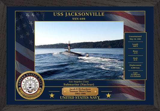 USS Jacksonville SSN-699 Framed Patriotic Photo