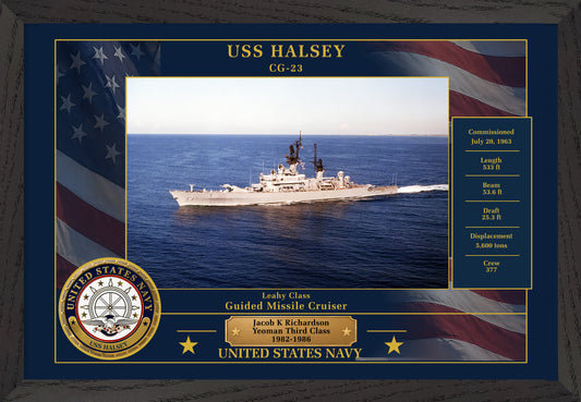 USS Halsey CG-23 Framed Patriotic Photo