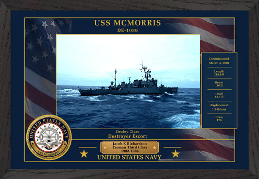 USS Mcmorris DE-1036 Framed Patriotic Photo