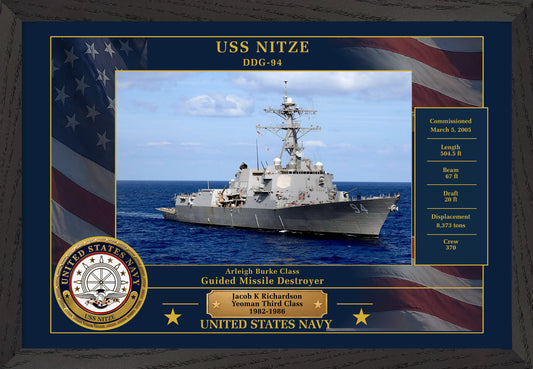 USS Nitze DDG-94 Framed Patriotic Photo