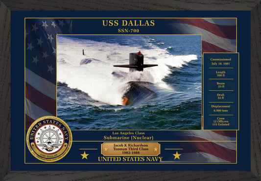 USS Dallas SSN-700 Framed Patriotic Photo