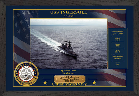 USS Ingersoll DD-990 Framed Patriotic Photo
