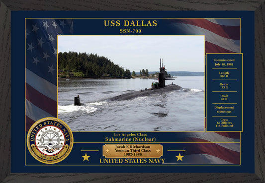 USS Dallas SSN-700 Framed Patriotic Photo
