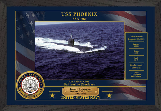 USS Phoenix SSN-702 Framed Patriotic Photo