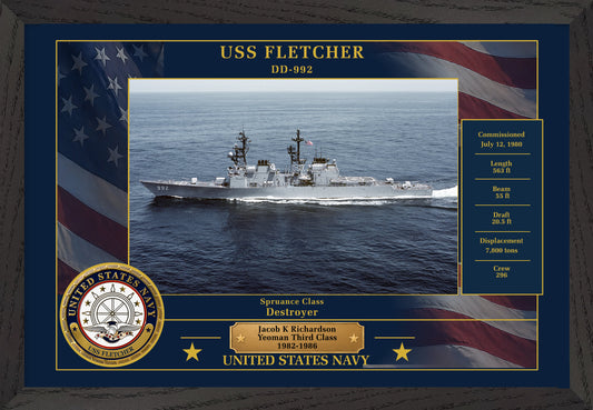 USS Fletcher DD-992 Framed Patriotic Photo