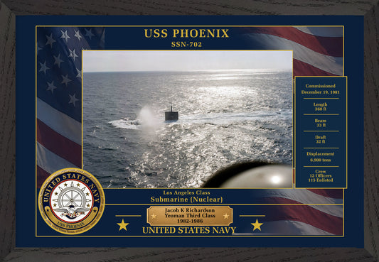 USS Phoenix SSN-702 Framed Patriotic Photo