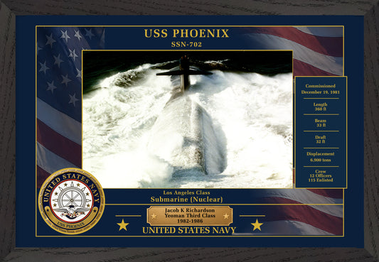 USS Phoenix SSN-702 Framed Patriotic Photo