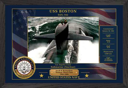 USS Boston SSN-703 Framed Patriotic Photo