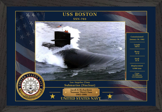 USS Boston SSN-703 Framed Patriotic Photo
