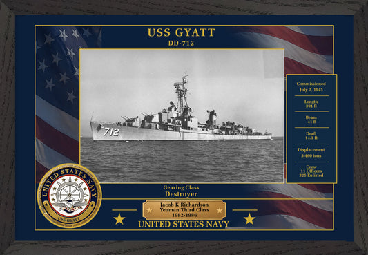 USS Gyatt DD-712 Framed Patriotic Photo