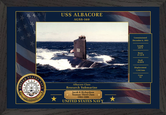 USS Albacore AGSS-569 Framed Patriotic Photo